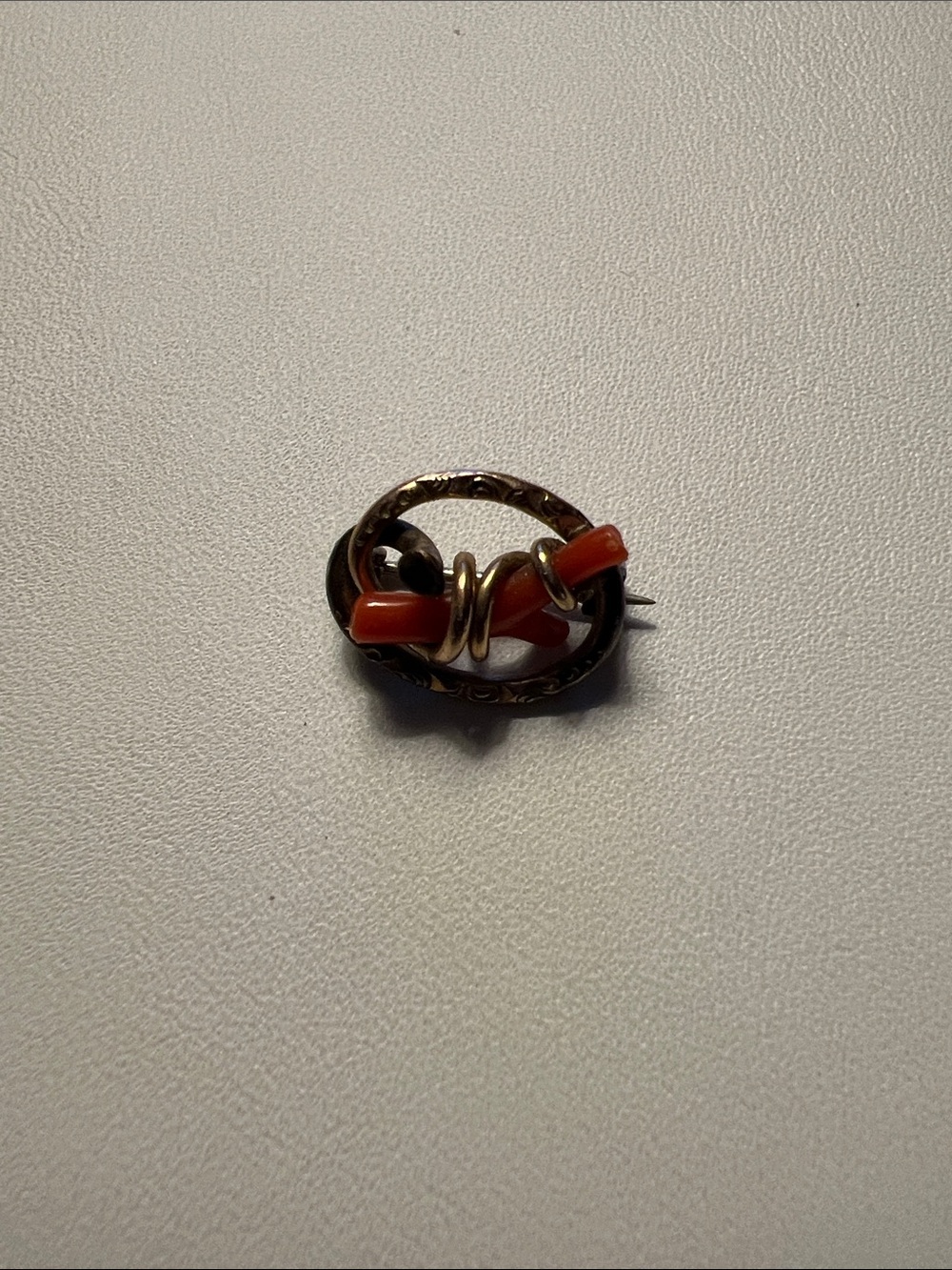 Vintage Victorian Coral Love Knot Brooch